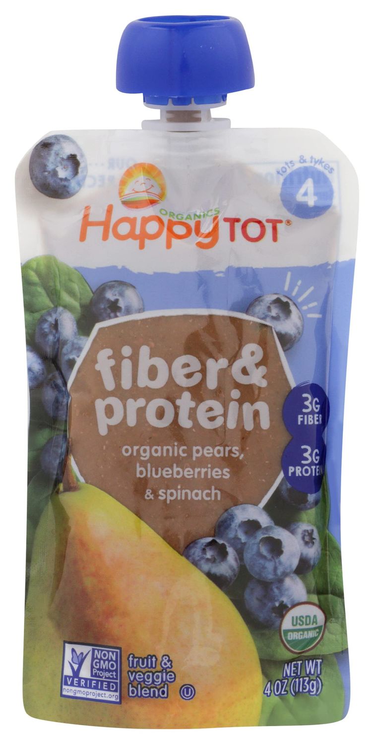HAPPYTOT Organic Pear, Blueberry  Spinach, 4 oz