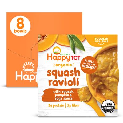Happy Tot Organics Love My Veggies Bowl, Squash Ravioli with Squash, Pumpkin  Sage Sauce, 4.5 Ounce Pouch (Pack of 8) packaging may vary