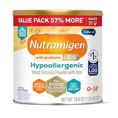 Enfamil Nutramigen Baby Formula, Hypoallergenic and Lactose Free Formula with Enflora LGG, Fast Relief from Severe Crying and Colic, Powder Can, 19.8 Oz (Pack of 1)