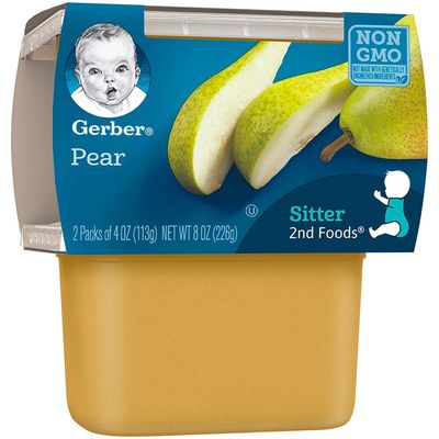 Gerber 2nd Food Baby Food Pear Puree, Natural  Non-GMO, 4 Ounce Tubs, 2-Pack (Pack of 8)