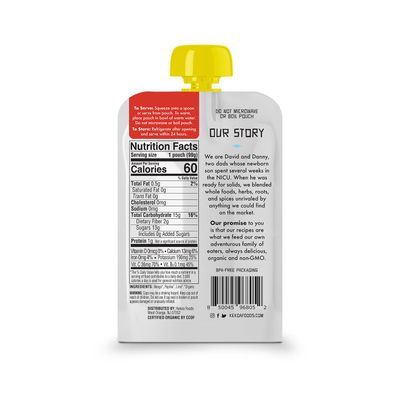 Kekoa Foods 100 Organic Vegetarian Baby Food Puree - Gluten-Free, Vegan, 3.5 oz Squeeze Pouch (Mango Paprika, 6 pack)