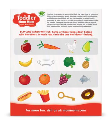 TODDLER MUM-MUM Organic Rice Rusks Toddler Snacks - Strawberry Flavor (Pack of 6) | Toddler Rice Biscuits - Non-GMO, Gluten Free, Allergen Free