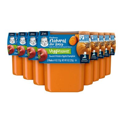 Gerber 2nd Foods Sweet Potato, Apple  Pumpkin Pureed Baby Food, 4 Ounce Tubs, 2 Count (Pack of 8)