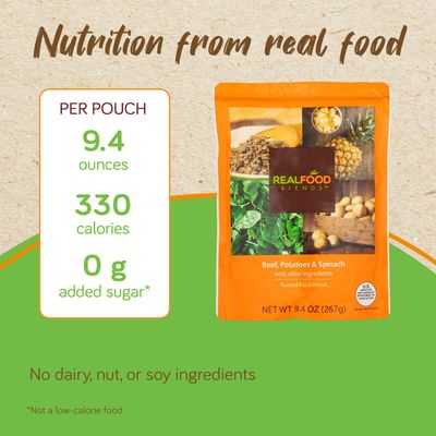 Real Food Blends - Variety Pack - Pureed Food Pouches for Tube Feeding - Real Foods Blends with Turkey, Salmon More - Feeding Pouches for Adults Kids - Peg Tube Meals - 9.4 Oz Pouch (Pack of 12)