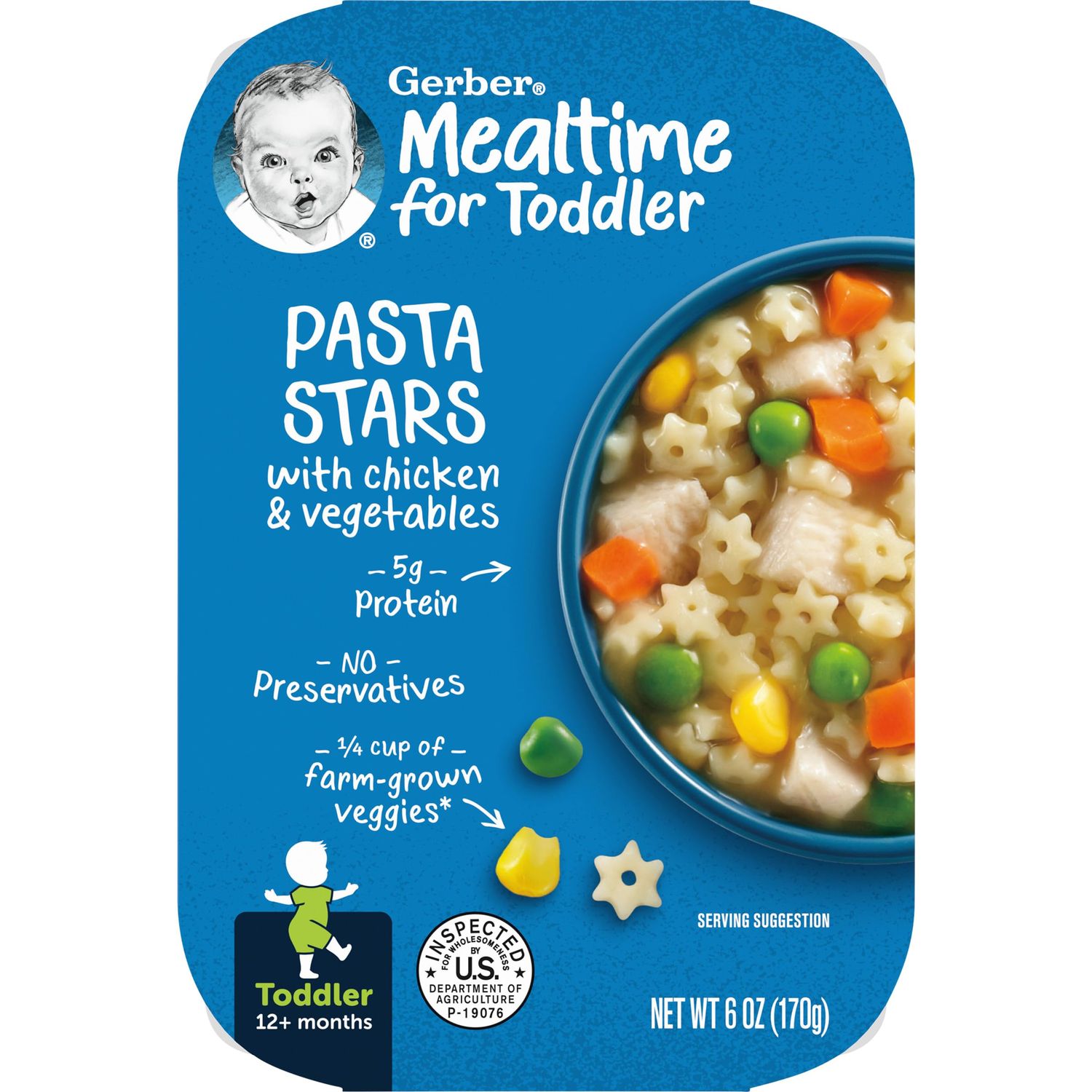 Gerber Pasta Stars with Chicken  Vegetables, 6 Ounce (Pack of 6)