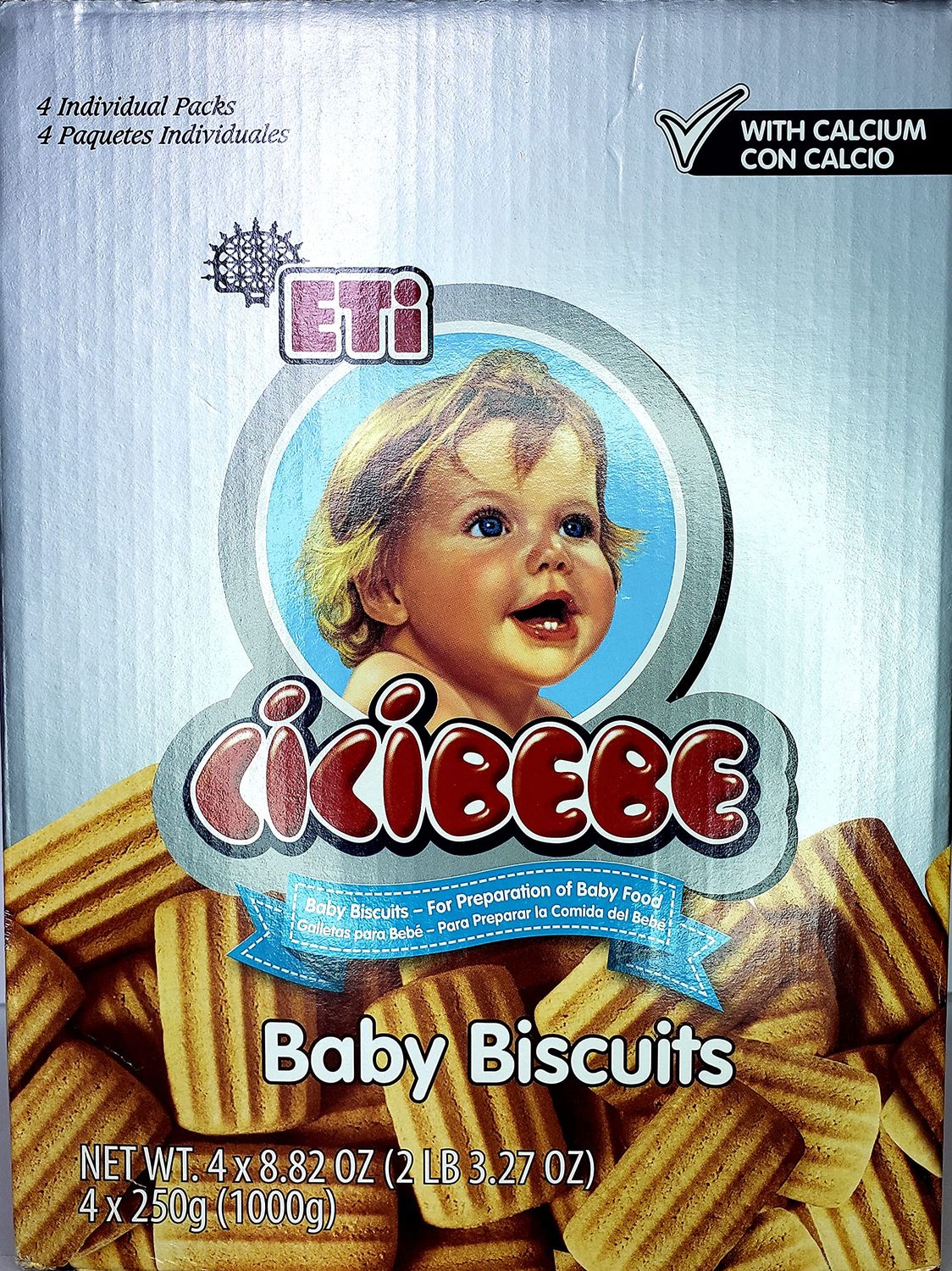 ETI Cicibebe Baby Biscuits (Bebek Biskvisi) 1000 Gr (4X250 gr) 2.2 pounds- Lot of 1
