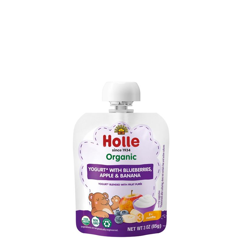 Holle Baby Yogurt Pouches - Organic Yogurt with Blueberry, Apple  Banana Fruit Pure - Drinkable Yogurt Pouches for Kids  Babies 8 Months  Up - (10 Pack) Shelf Stable, Non-Gmo with 0 Sugar Added