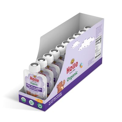 Holle Baby Yogurt Pouches - Organic Yogurt with Blueberry, Apple Banana Fruit Pure - Drinkable Yogurt Pouches for Kids Babies 8 Months Up - (10 Pack) Shelf Stable, Non-Gmo with 0 Sugar Added