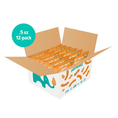 Puffworks Baby Organic Peanut Butter Puffs, Perfect for Early Peanut Introduction, Plant-Based Protein, USDA Organic, Gluten-Free, Vegan, Non-GMO, Kosher, 0.5 Ounce (Pack of 12)