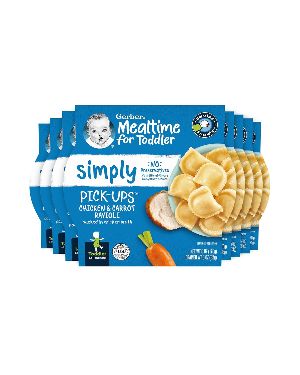 Gerber Pick-ups, Chicken  Carrot Ravioli in a Chicken Broth, 6 Ounce (Pack of 8)