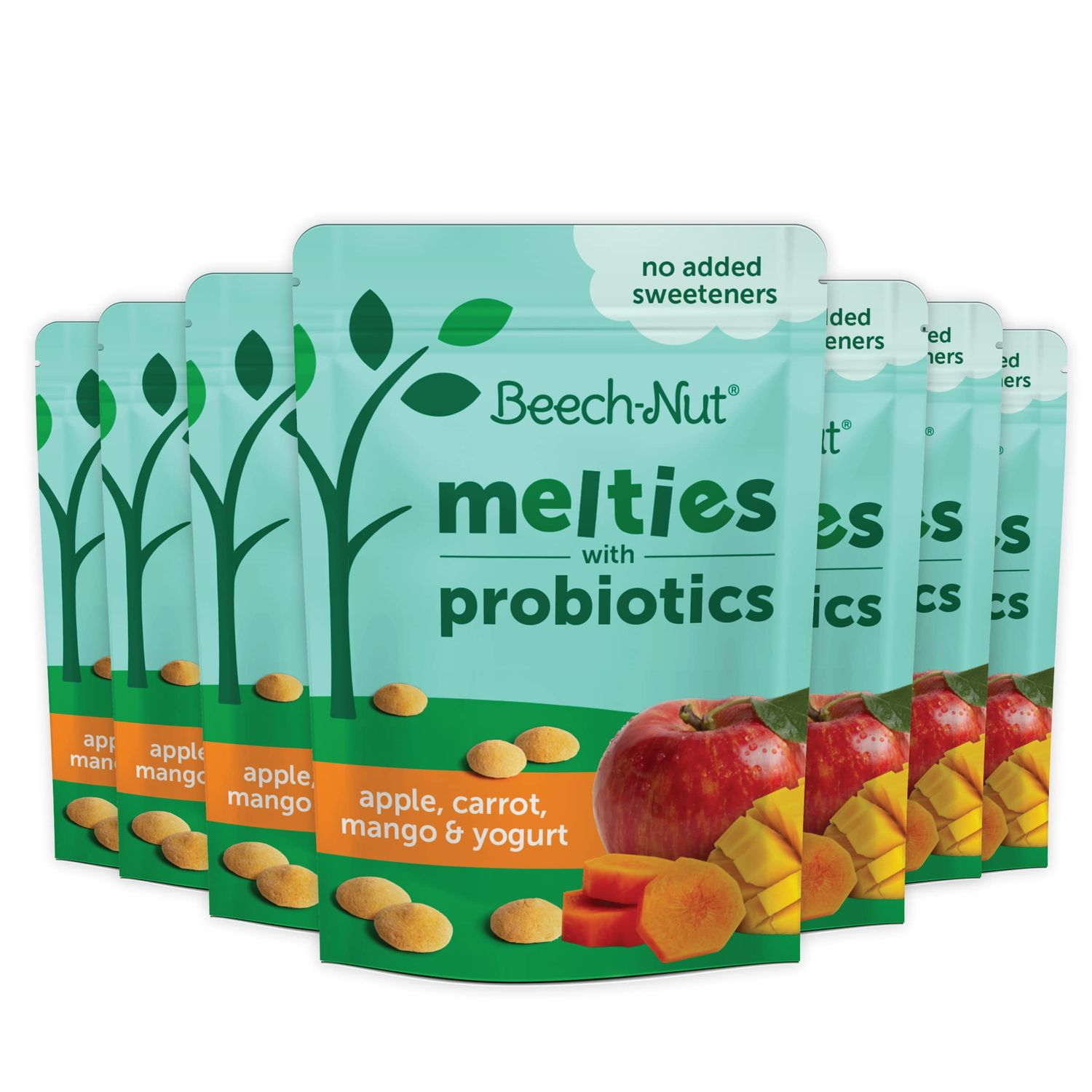 Beech-Nut Probiotic Melties Baby  Toddler Snack Melts, Apple Carrot Mango Yogurt, 1 oz (7 Pack)