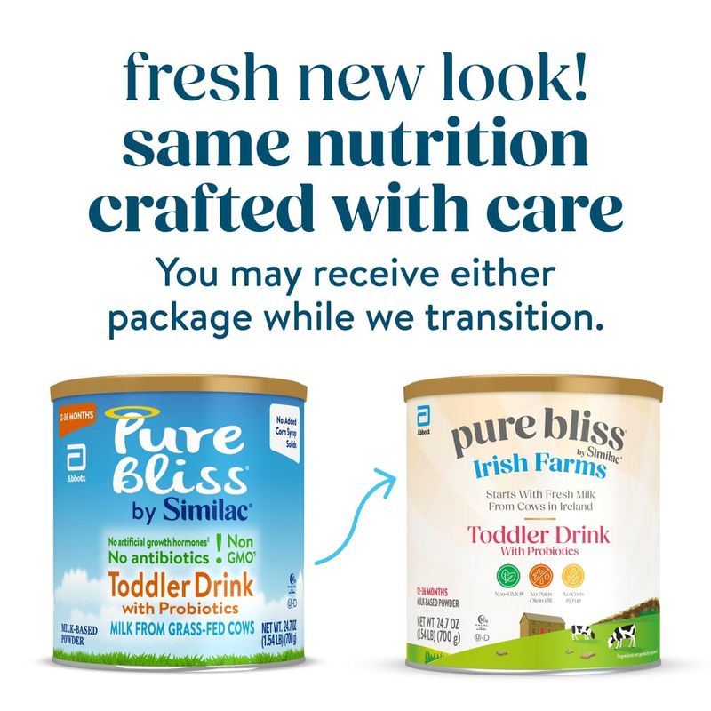 Pure Bliss Irish Farms Toddler Drink 12-36 months Easy to Digest European-Made Non-GMO 24.7-oz Powder Can (Pack of 6)