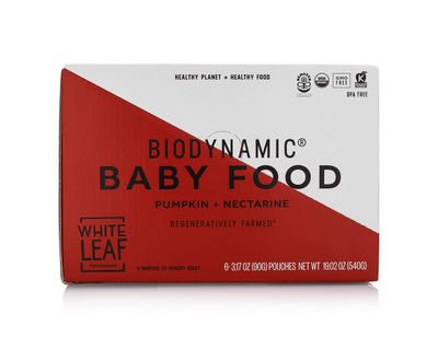White Leaf Provisions Biodynamic Organic Baby Food Pumpkin  Nectarine (6 (90g) Pouches)