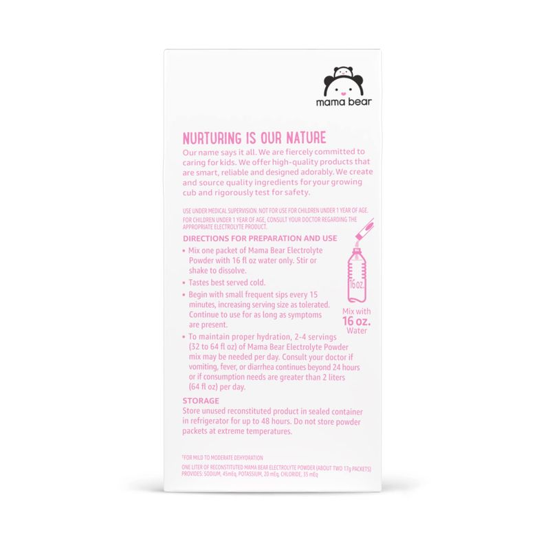 Amazon Brand - Mama Bear Electrolyte Powder Packets 0.6oz, Strawberry Lemonade, 6 Count