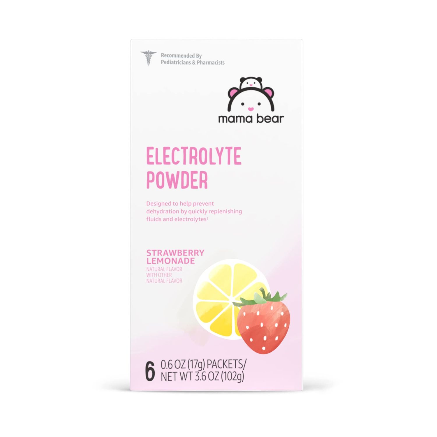Amazon Brand - Mama Bear Electrolyte Powder Packets 0.6oz, Strawberry Lemonade, 6 Count