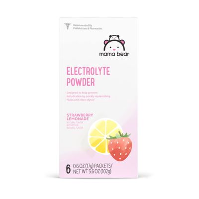 Amazon Brand - Mama Bear Electrolyte Powder Packets 0.6oz, Strawberry Lemonade, 6 Count