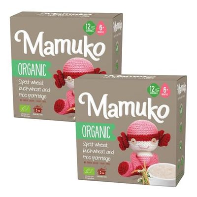 MAMUKO Organic Porridge - Healthy Porridge Blend of Spelt, Buckwheat  Rice - High Fiber Porridge with No Added Sugar, Milk  Preservatives - Organic Porridge Ideal for Toddlers - 2 Pack (10 Servings)