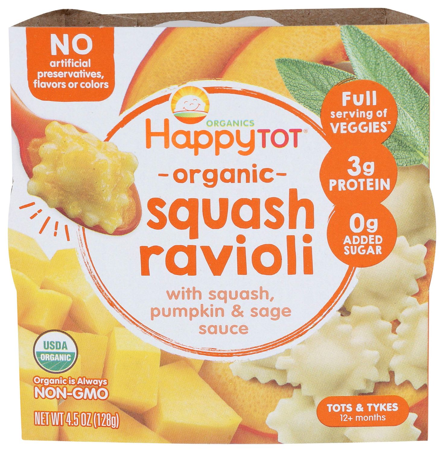 Happy Tot Organic Ravioli Love My Veggies Bowl, 4.5 OZ