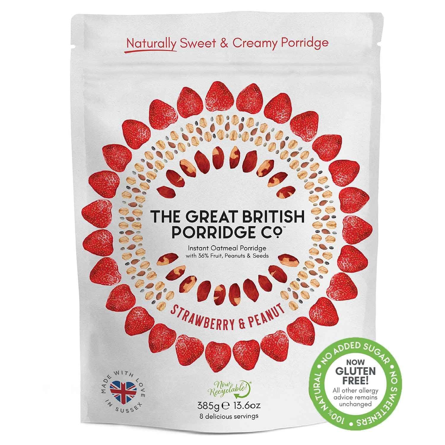 THE GREAT BRITISH PORRIDGE CO Strawberry Peanut Butter Porridge, 385 GR