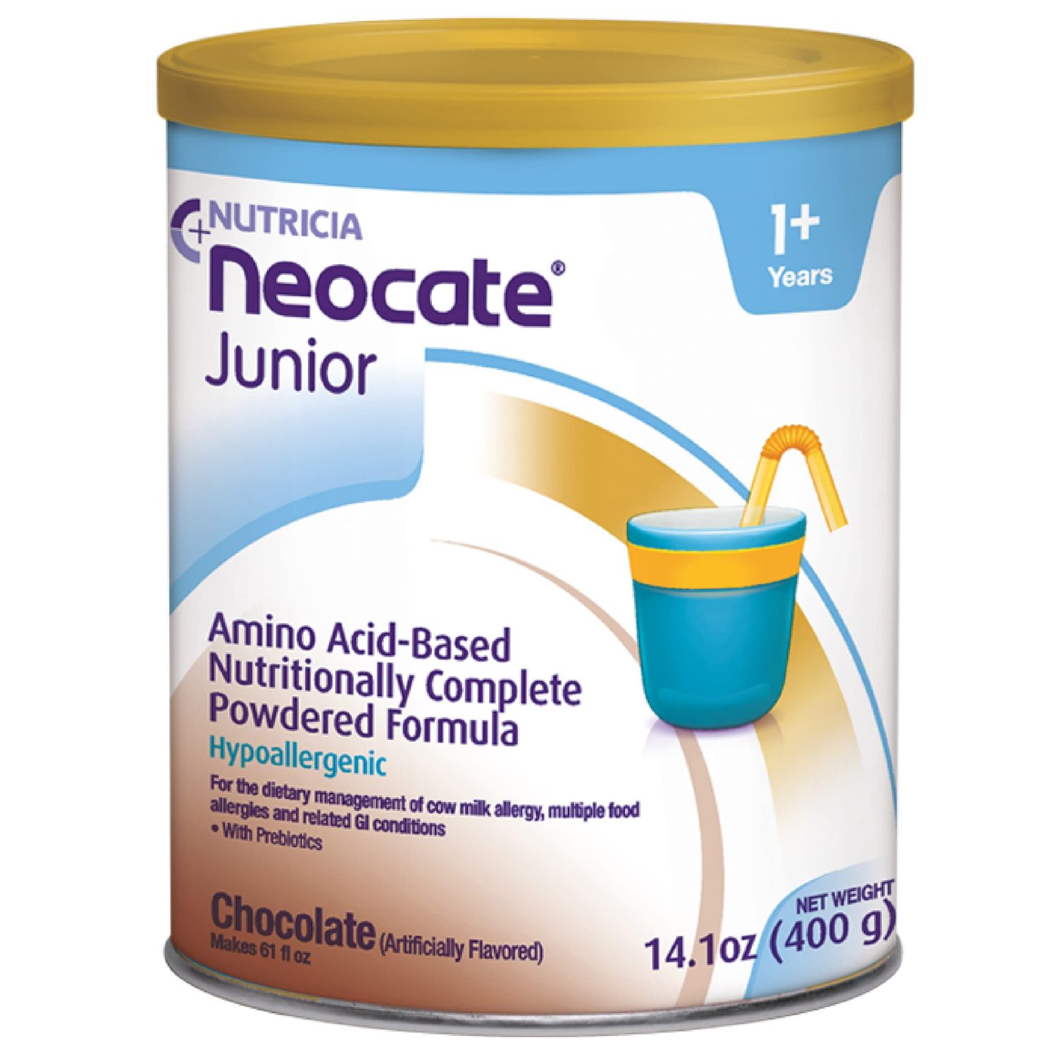 Neocate Junior - Powdered Hypoallergenic, Amino Acid-Based Toddler and Junior Formula - Chocolate - 14.1 Oz Can