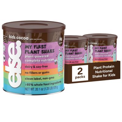 Else Nutrition Plant-based Kids Protein Shake Powder for Ages 2-12. Dairy-free First Kids Complete Nutrition Shake with plant protein and 25 Vitamins  Minerals, Chocolate, 2- Pack