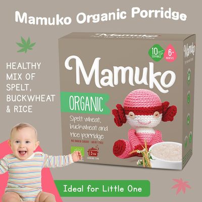 MAMUKO Organic Porridge - Healthy Porridge Blend of Spelt, Buckwheat Rice - High Fiber Porridge with No Added Sugar, Milk Preservatives - Organic Porridge Ideal for Toddlers - 2 Pack (10 Servings)