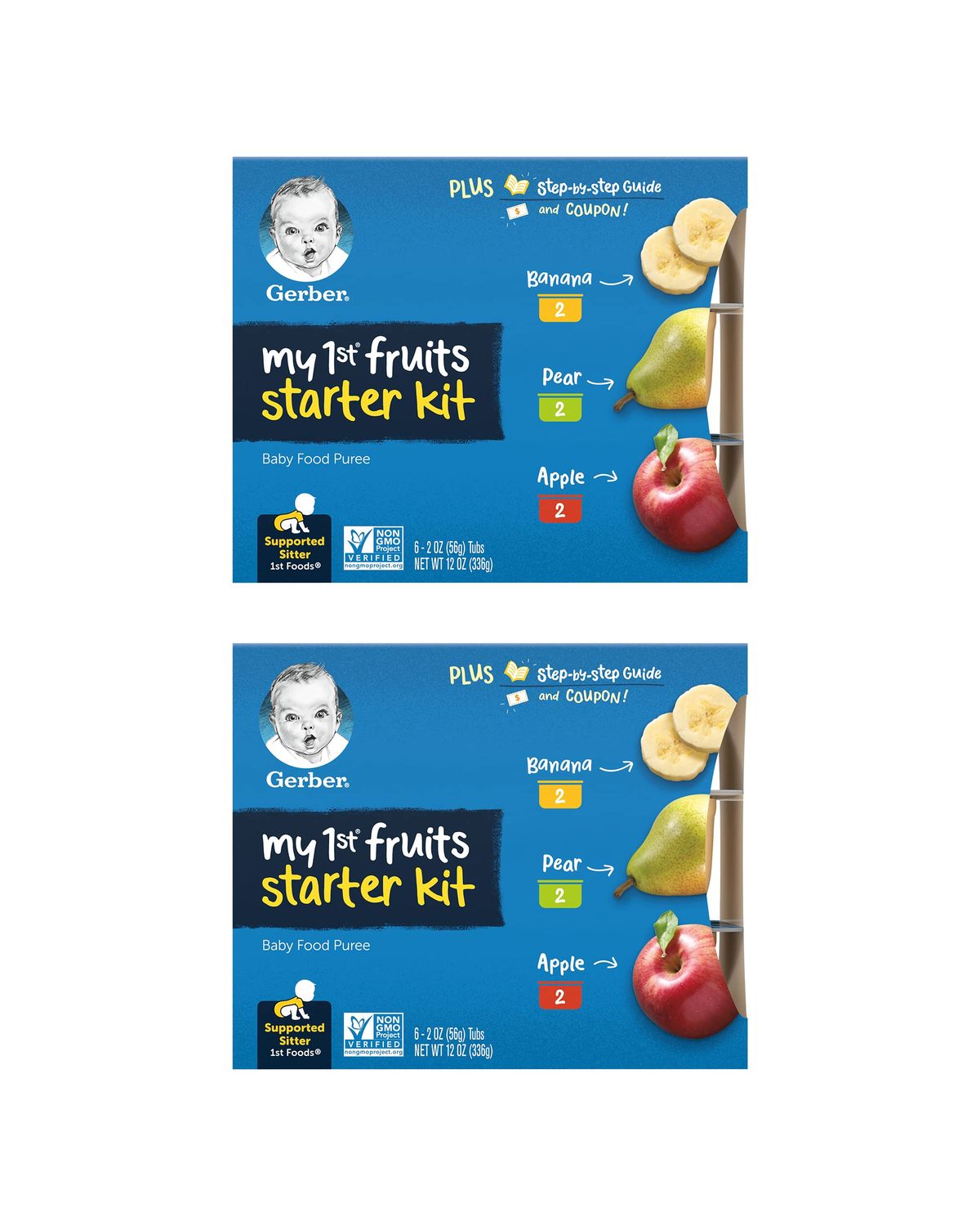 Gerber My 1st Fruits Starter Kit, Banana, Pear  Apple Puree, 2 Ounce Tubs, 2-Pack (Set of 6)