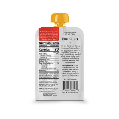 Kekoa Foods 100 Organic Vegetarian Baby Food Puree - Gluten-Free, Vegan, 3.5 oz Squeeze Pouch (Squash  Kale with Turmeric, 36 pack)