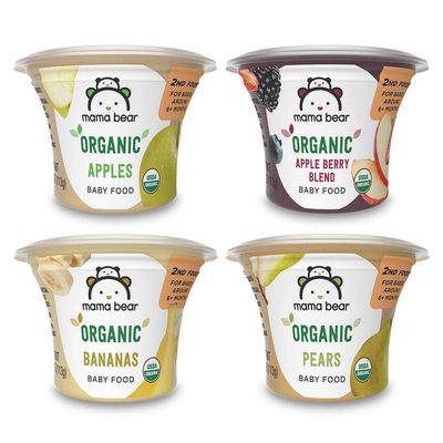 Amazon Brand - Mama Bear Organic Baby Food, Fruit Variety Pack, Apples, Apple Berry Blend, Bananas, Pears, vegetarian, 4 ounce (Pack of 12)