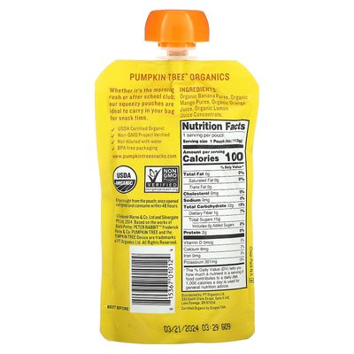 Peter Rabbit Organics Baby Mango, Banana, and Orange, 4 oz