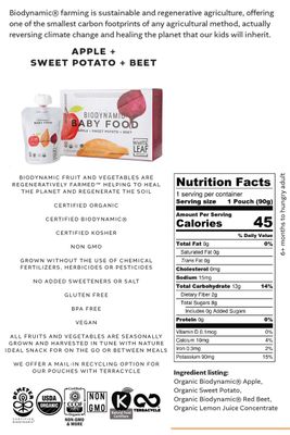 White Leaf Provisions Organic Apple  Sweet Potato  Beet Baby Food, 6 Months  Older, Non GMO, 90 Grams (Pack Of 6)