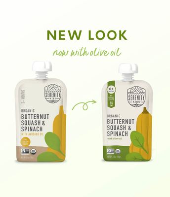 Serenity Kids 6 Months Veggie Puree Baby Food Pouches - USDA Organic - No Sugary FruitsAdded Sugar - 3.5 Oz BPA Allergen Free Pouch - Butternut Squash Spinach, 6 Count Butternut Squash Baby Food