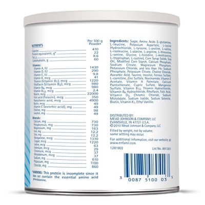 Mead Johnson Phenyl-Free 2 Medical Food Powder ChildAdult 1 lbs (454 g)