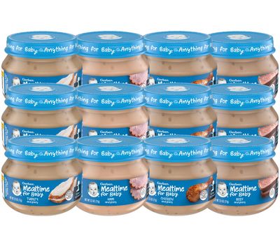 Gerber 2nd Foods 12 Total 2.5 Ounce Jars of Each Flavor (3 Turkey  Turkey Gravy, 3 Ham and Ham Gravy, 3 Chicken  Chicken Gravy, 3 Beef and Gravy)