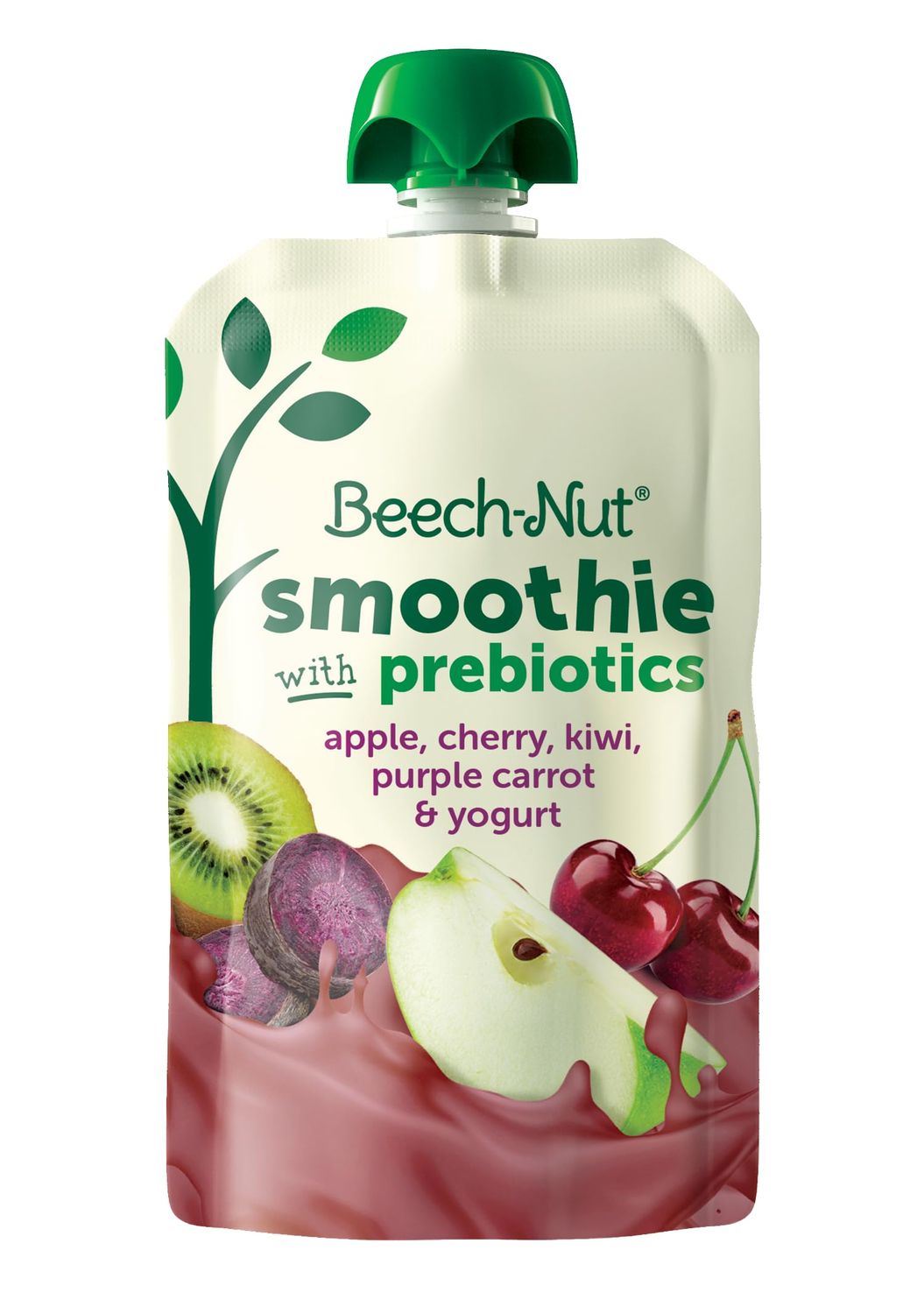 Beech-Nut Toddler Smoothies with Prebiotics, Apple Cherry Kiwi Purple Carrot  Yogurt Baby  Toddler Food Pouches, 3.5 oz (12 Pack)