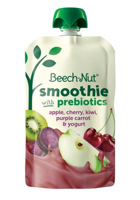 Beech-Nut Toddler Smoothies with Prebiotics, Apple Cherry Kiwi Purple Carrot  Yogurt Baby  Toddler Food Pouches, 3.5 oz (12 Pack)