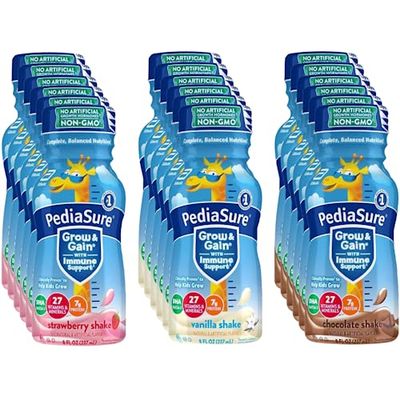 PediaSure Grow  Gain Nutrition Shake for Kids, Immune Support Shake Variety Sampler Pack - 8 Fl Oz Bottles - By Obanic (18-Pack)