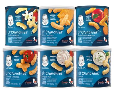 Gerber Snacks for Baby Lil Crunchies Baked Grain Snack (Sampler, Pack of 6)