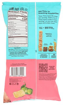 BIENA Tasty Thins Veggie Crisps - Low Calorie Veggie Chips for Adults and Kids - Individual Pack, 4 Ounce Bags - Himalayan Pink Salt