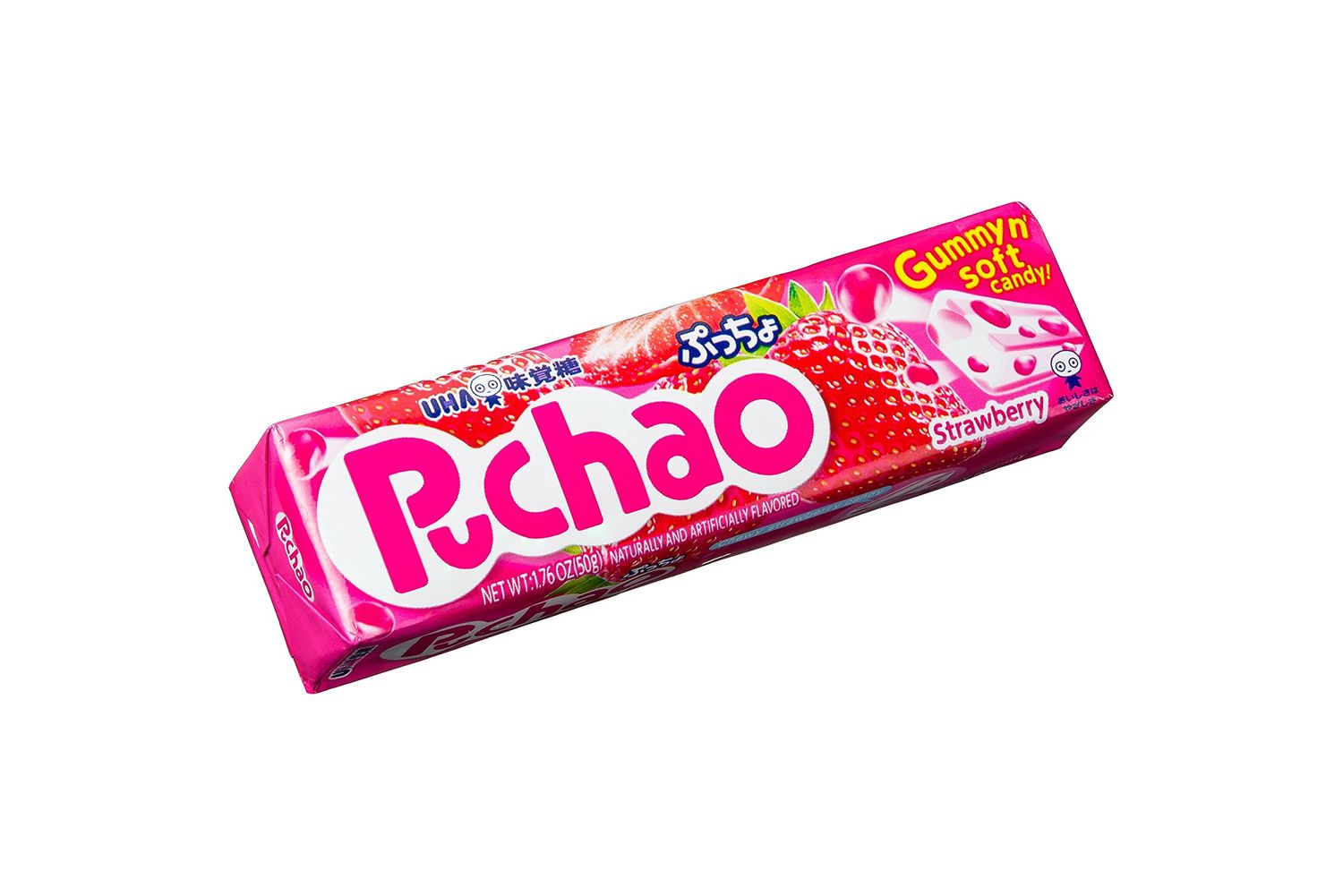 UHA Mikakuto Puchao Gummy N&#39; Soft Candy, Strawberry, 1.76 Ounce (Pack of 10)