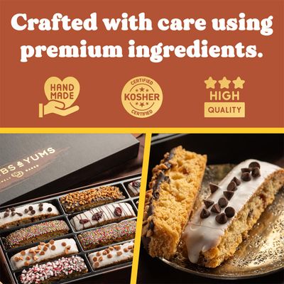 Holiday Christmas Gift Basket - Gourmet Chocolate Biscotti with Assorted Toppings - Food Gift Box for Christmas, Family, Birthday, Men &amp; Women