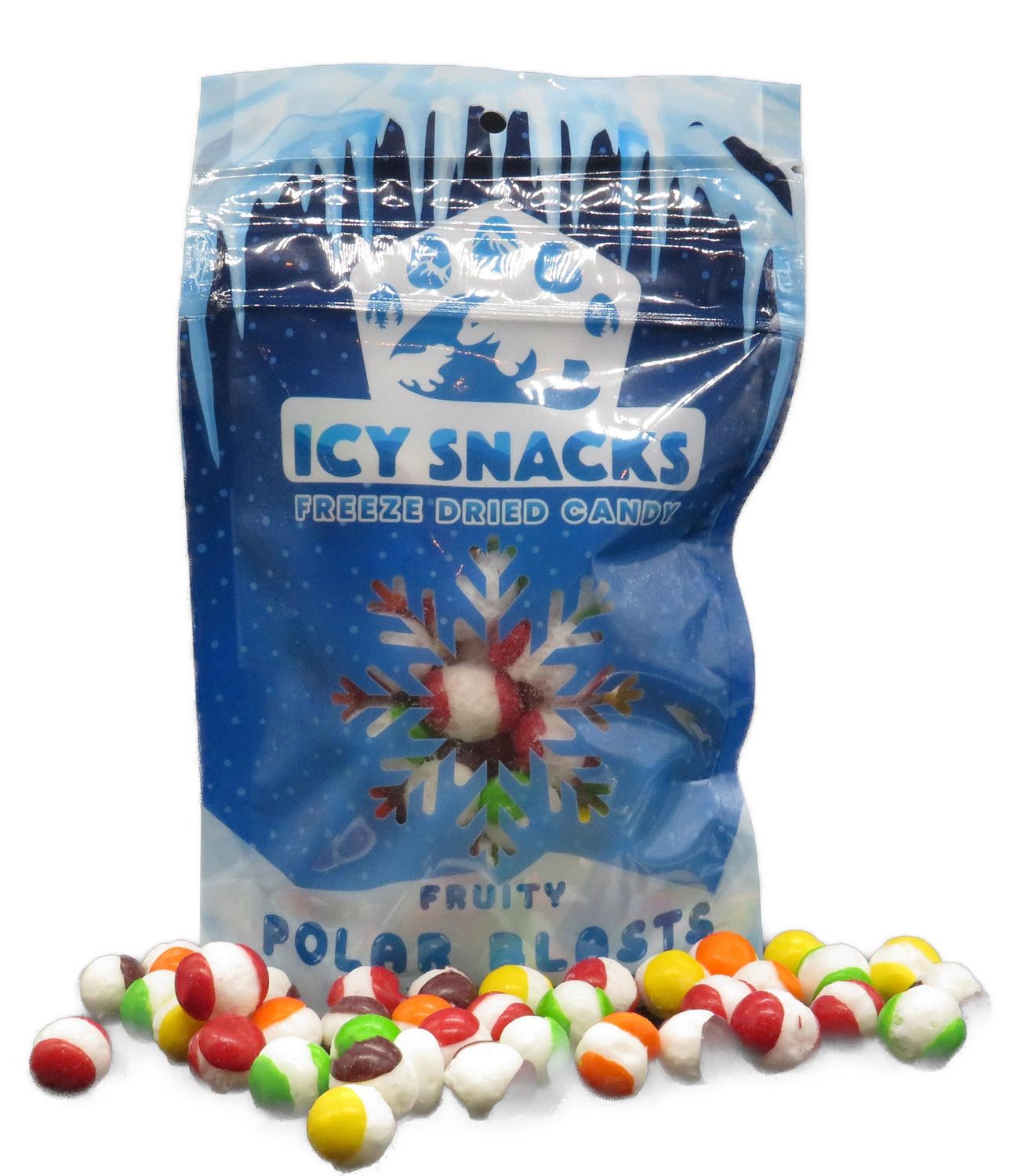 Fruity Polar Blasts - Freeze Dried Skittles Crunchy Fruit Flavor Candy Balls by Icy Snacks (2, Ounces)