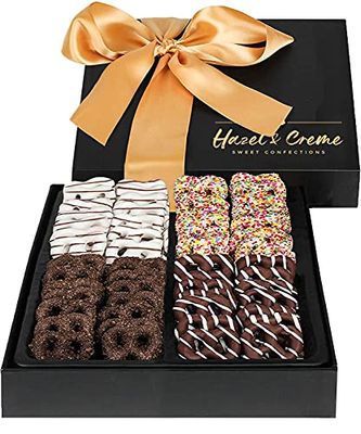 Chocolate Pretzel Gift Basket - Holiday Kosher Pretzels Gift Box - Gourmet Food Arrangement - Snack Treat Gift, Thank You, Employee Appreciation