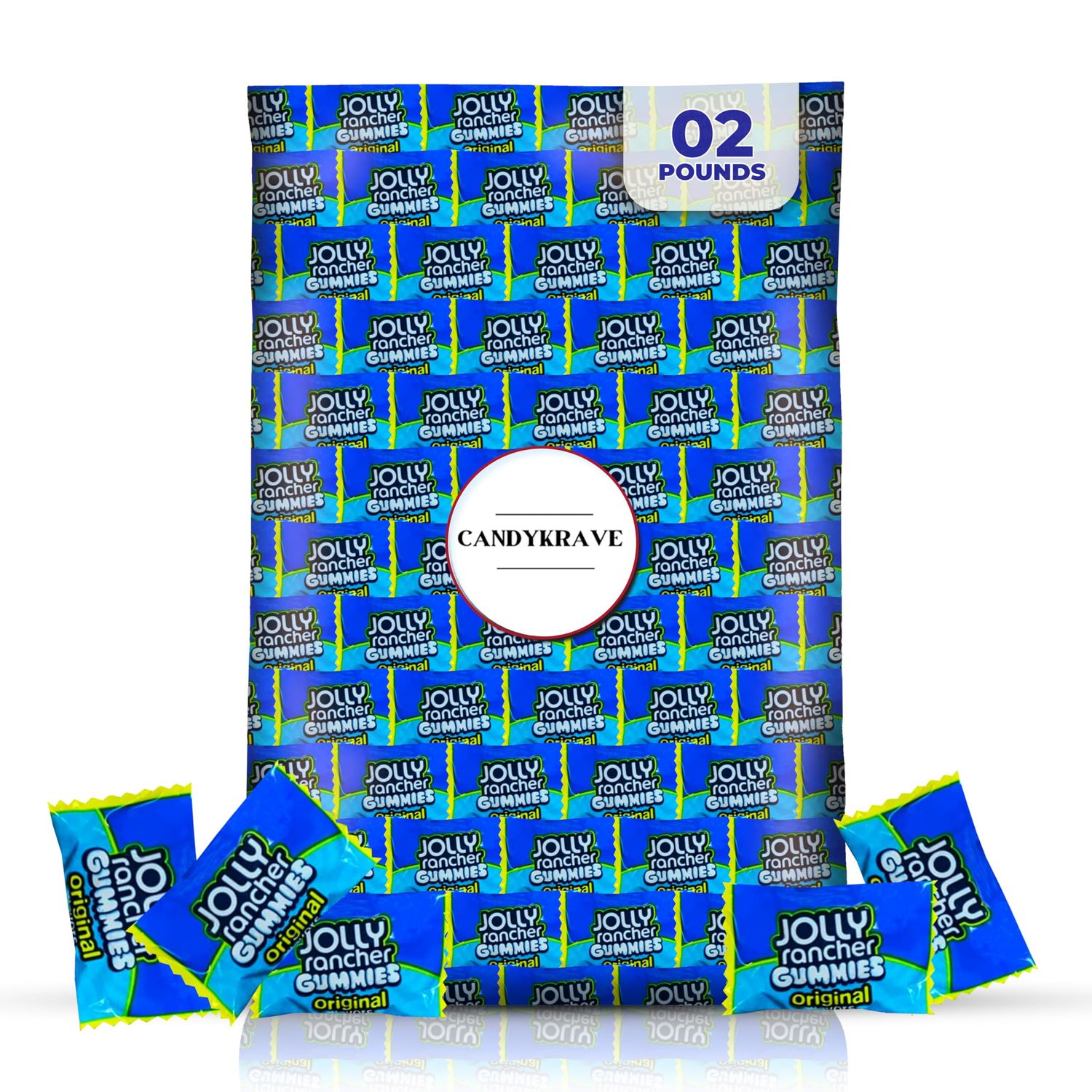CandyKrave Jolly RanchersOriginal - Assorted Gummies (80 Pieces) - Snack Size Bag Individually Wrapped Sour JollyRanchers Candy Gummy Bears Bulk (2 Pounds, Original)