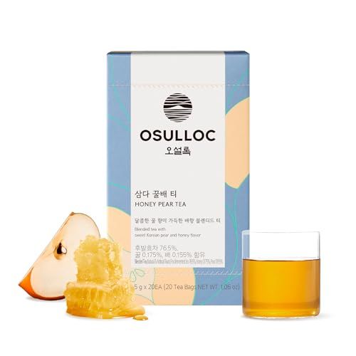 OSULLOC Honey Pear Tea (Sweet Pear &amp; Honey Flavor), Fruit tea Blend, Premium Teabags from Jeju Island, 20 count, 1.06 oz, 30g