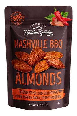 Nature&#39;s Garden Nashville BBQ Almonds, 4 oz (Pack of 6) - Spicy Snacks, Flavored Nuts Snack Pack, Seasoned Bulk Almonds, Gluten Free Almonds, Healthy Snacks for Adults