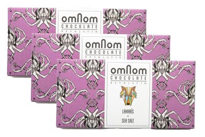 Omnom Lakkris  Sea Salt | Icelandic Bean To Bar Chocolate by OMNOM CHOCOLATE REYKJAVIK | 3 x 60g Bar