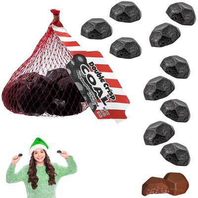 Fruidles Christmas Coal Milk Chocolate Snack in Mesh Bag, Holiday Treats, Individually Wrapped, Kosher Certified Dairy, 3.1oz