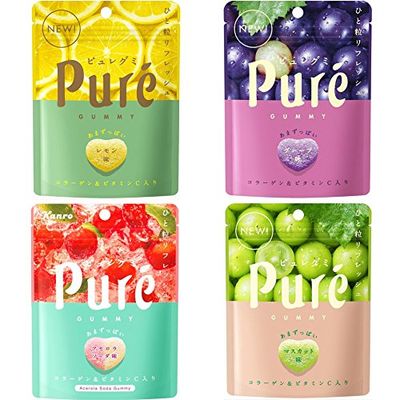 Ninjapo Japanese Kanro Pure Gu-mmy Candies Fruit-flavored 2.0oz 4pcs Assortment