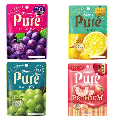 Ninjapo Japanese Kanro Pure Gu-mmy Candies Fruit-flavored 2.0oz 4pcs Assortment